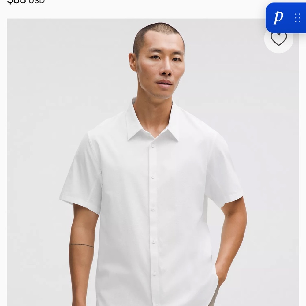 lululemon athletica Men's White Casual Button Down Shirt